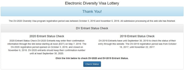 DV status check Page