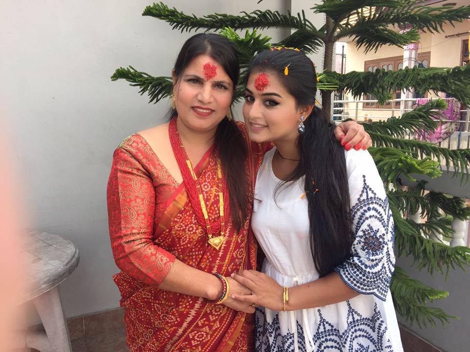 Shilpa Pokhrel with mom