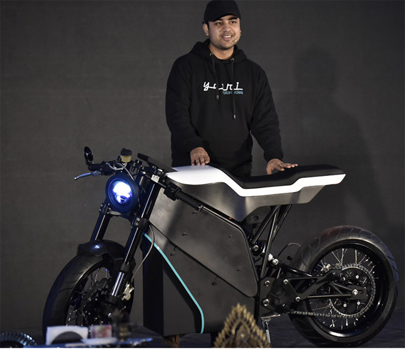 Ashim Pandey with Project Zero Yatri Motorcycle