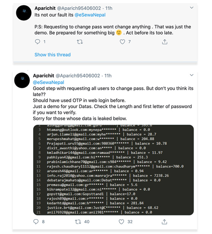 esewa data breach tweet