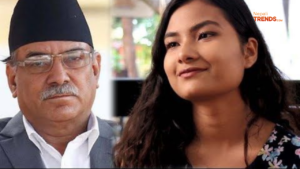 Smita Dahal with her Grandfather Prachanda