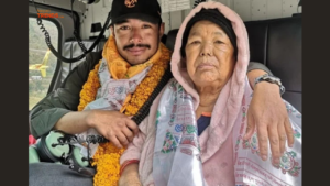 Nirmal Purja with his mother